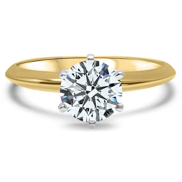 14K Yellow Gold Dainty Moissanite Engagement Ring - 6 Prong Solitaire - Available in 1/4, 1/2, 3/4, and 1 Carat Options