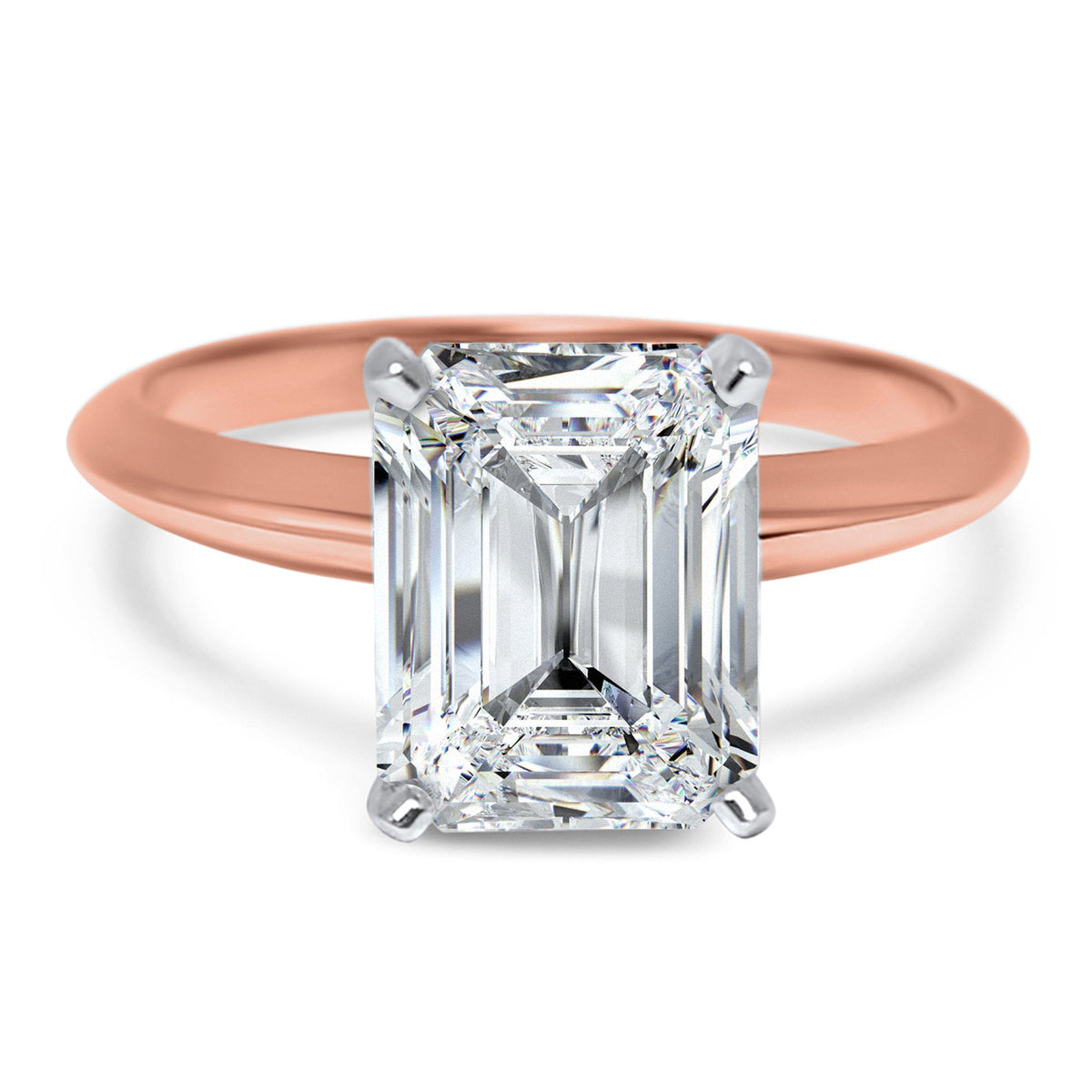 Emerald Cut Solitaire Ring, CZ Cubic Zirconia Engagement14k