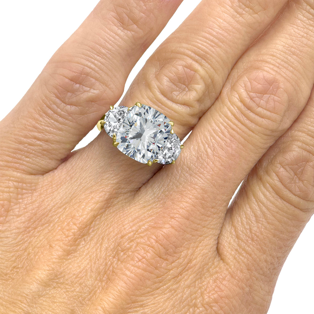 Wedding Ring Five Carat Cushion Cut Diamond Carat 3-Stone Cushion