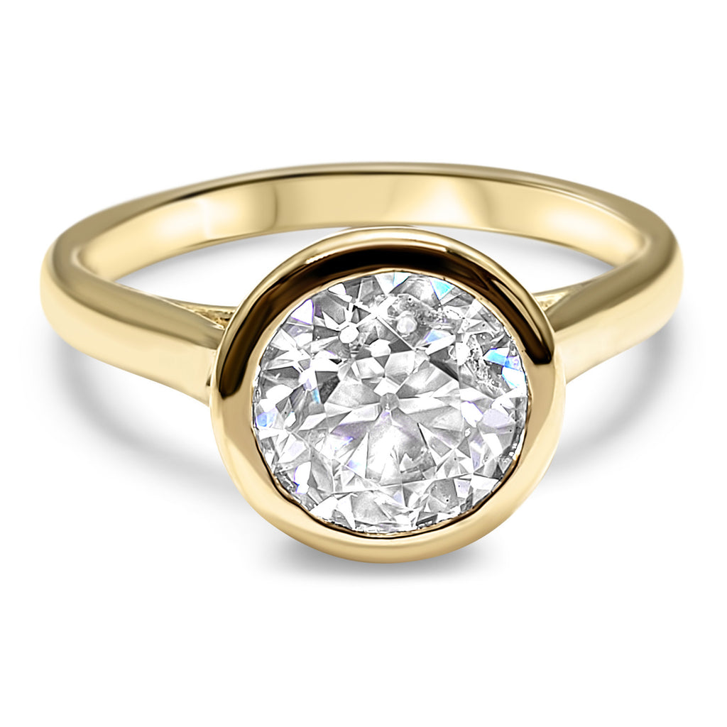 Round Diamond Modern Low Profile Bezel Set Solitaire Engagement Ring