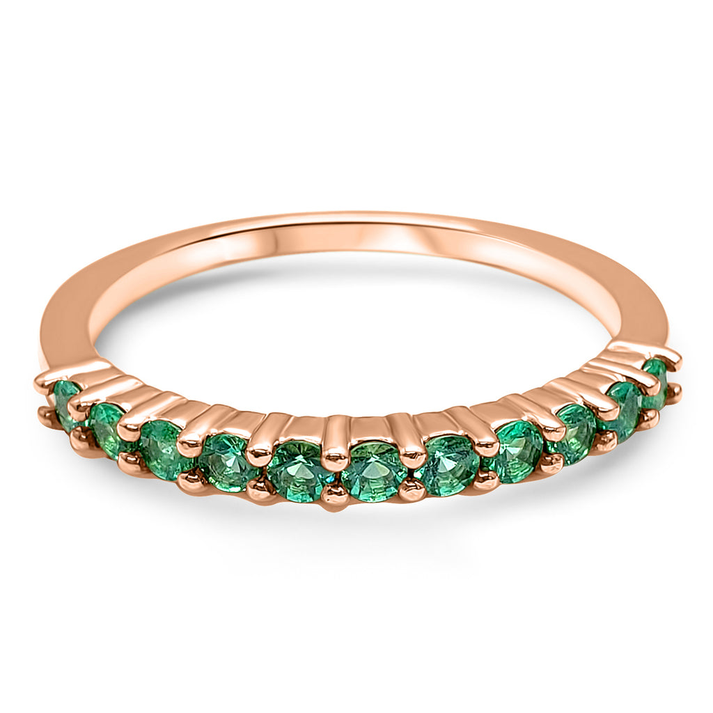 Natural Emerald Silver Ring - 7 Carat May Birthstone Sterling Silver Ring, Sizes 5-13
