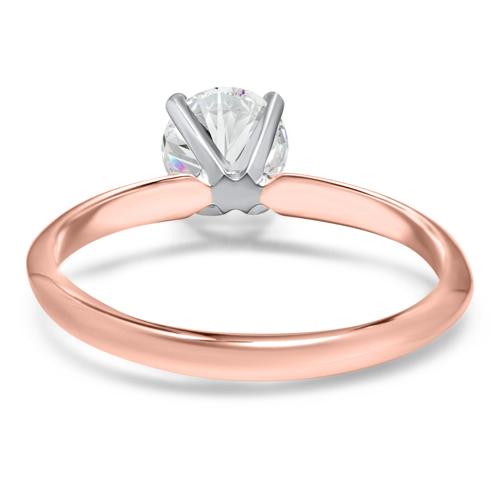 Cubic Zirconia Bridal Set 14K Rose Gold CZ 4 Prong Solitaire Engagement Ring and Wedding Ring 6.5mm (1 Carat) / 4.25