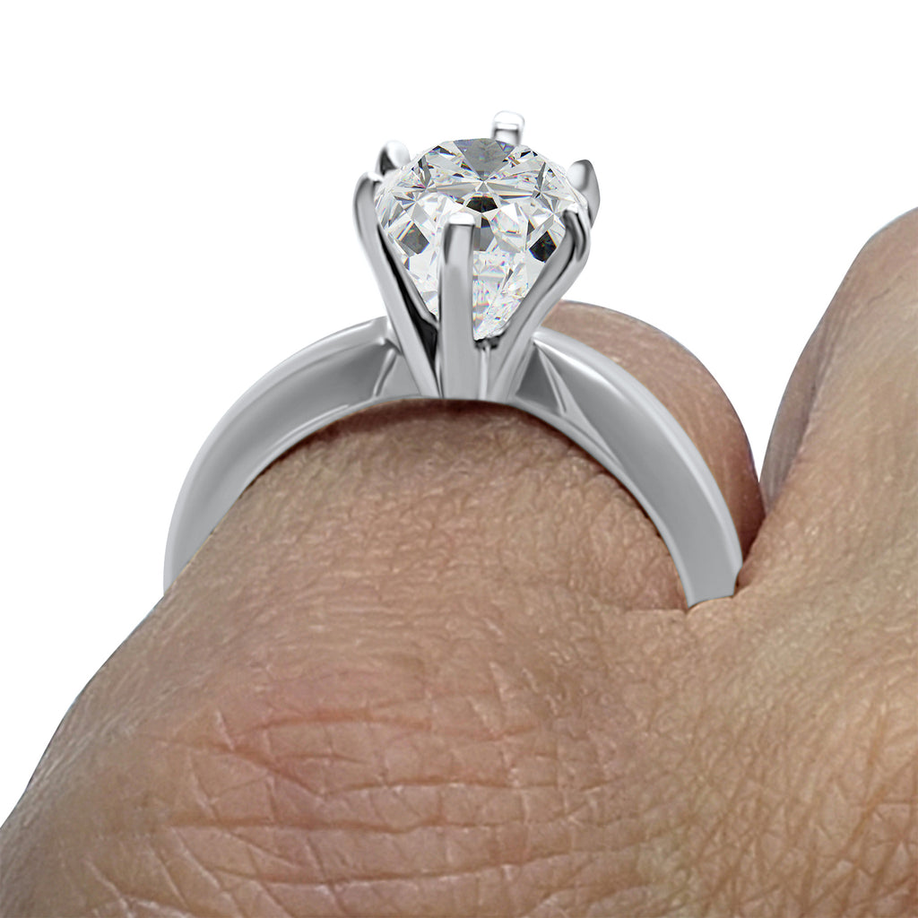 2 ct Pear V Style Classic Solitaire Ring 7