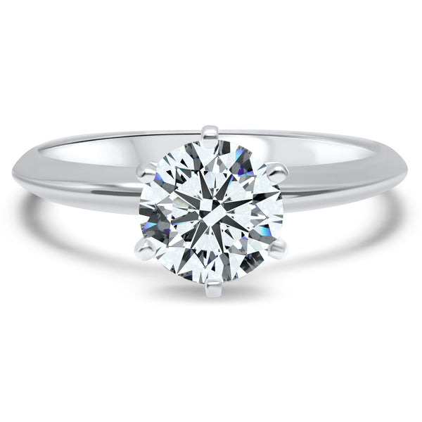 2 Carat Moissanite 14K White Gold Solitaire Engagement Ring 6 Prong Forever One - 3 Carat 9mm Round Forever ONE-classic Bridal 2 Carat (8mm) / 4.5