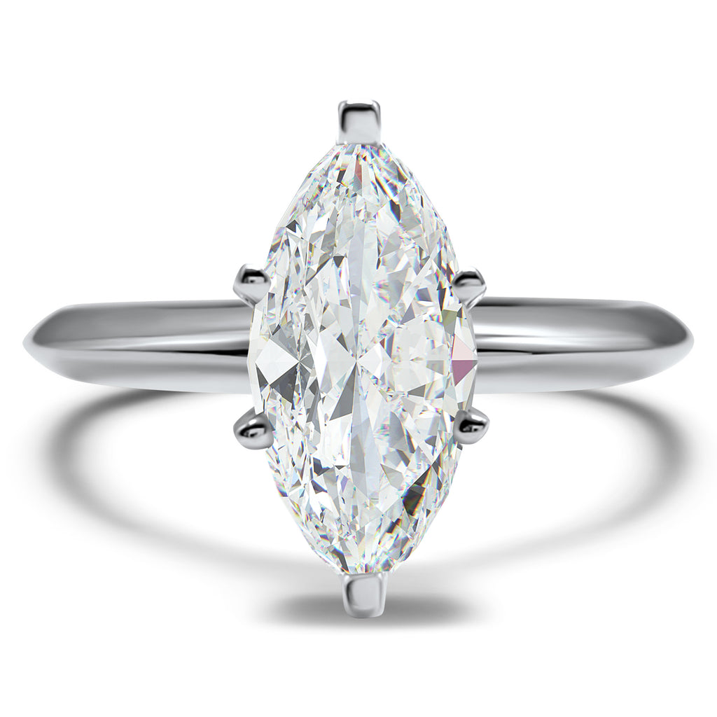 14k White Gold Marquise CZ Engagement Ring Cubic Zirconia Ring 1 carat 1.5 Carat Solitaire Bridal