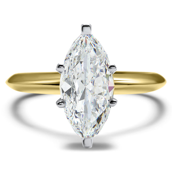14K Yellow Gold Marquise CZ Cubic Zirconia Engagement Ring 2 Carat 3 Carat 4 Carat 6 prong marquise