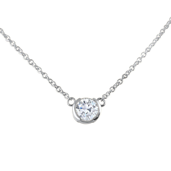 Round Diamond Solitaire Necklace | 14k White, Yellow, or Rose Gold | 1, 1.5, 2 Carat