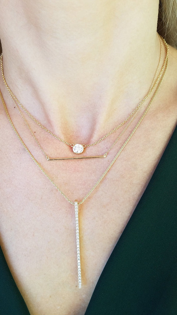 Minimalist Cubic Zirconia Layering Necklace Bezel Solitaire Necklace 14k White Gold 14k Rose Gold 14k Yellow Gold Necklace Solitaire 16 18 inch