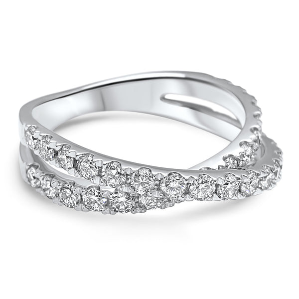 1 Carat Lab-Grown Diamond Criss Cross X-Ring with Double Eternity Band - Available in 14k White, Yellow, or Rose Gold