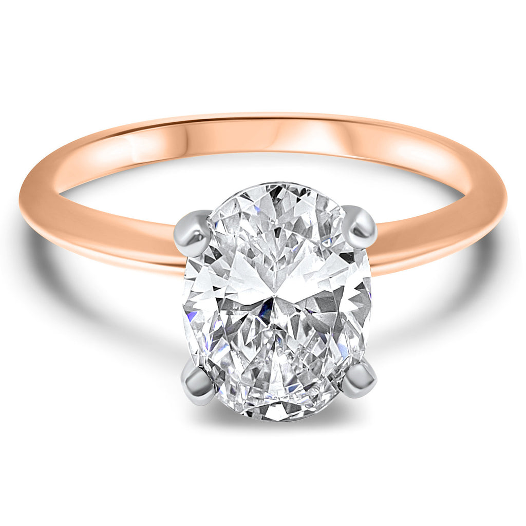 Simple Oval Diamond Solitaire Engagement Ring | 4 Prong | 14k Rose, White, or Yellow Gold | 1, 1.5, or 2 Carat IGI Certified F VS2