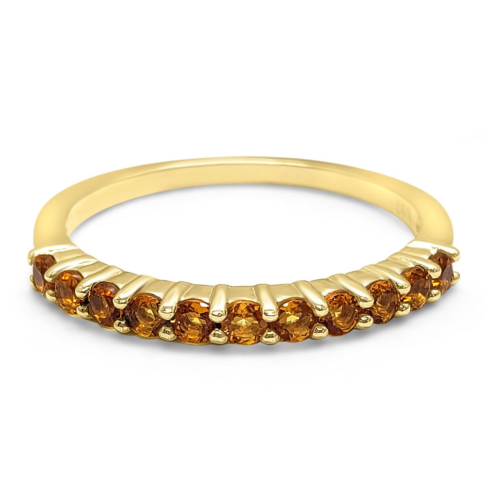 Citrine Stackable Ring Micro Pave Band 14k Yellow Gold, Rose Gold, or White Gold January birthstone zodiac micro pave half eternity band AA quality