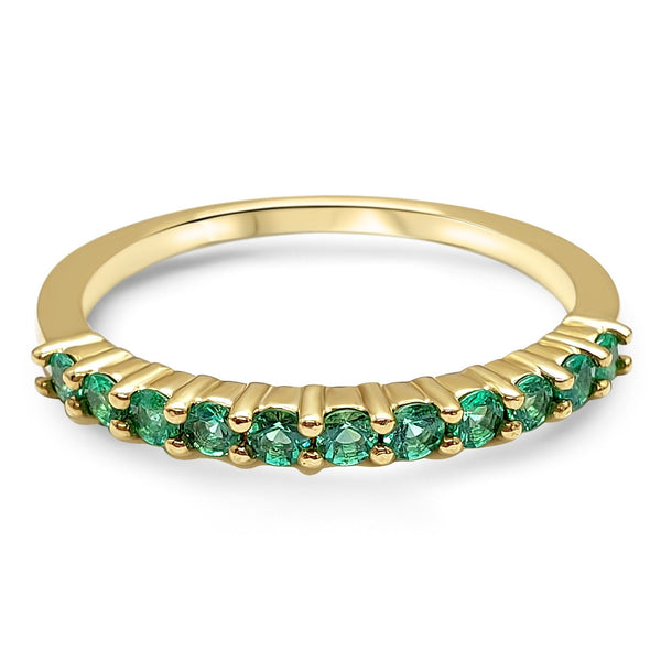Emerald Ring Green Gemstone 14k Yellow Gold, 14k White Gold 14k Rose Gold May Birthstone Zodiac Micro Pave Band Taurus