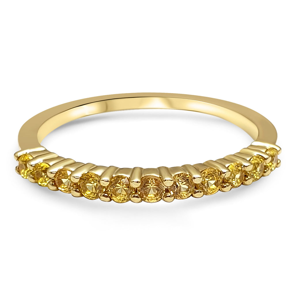 Yellow Sapphire Stackable Ring14k Solid Yellow Gold, 14k Solid Rose Gold, 14k Solid White Gold Micro Pave Band