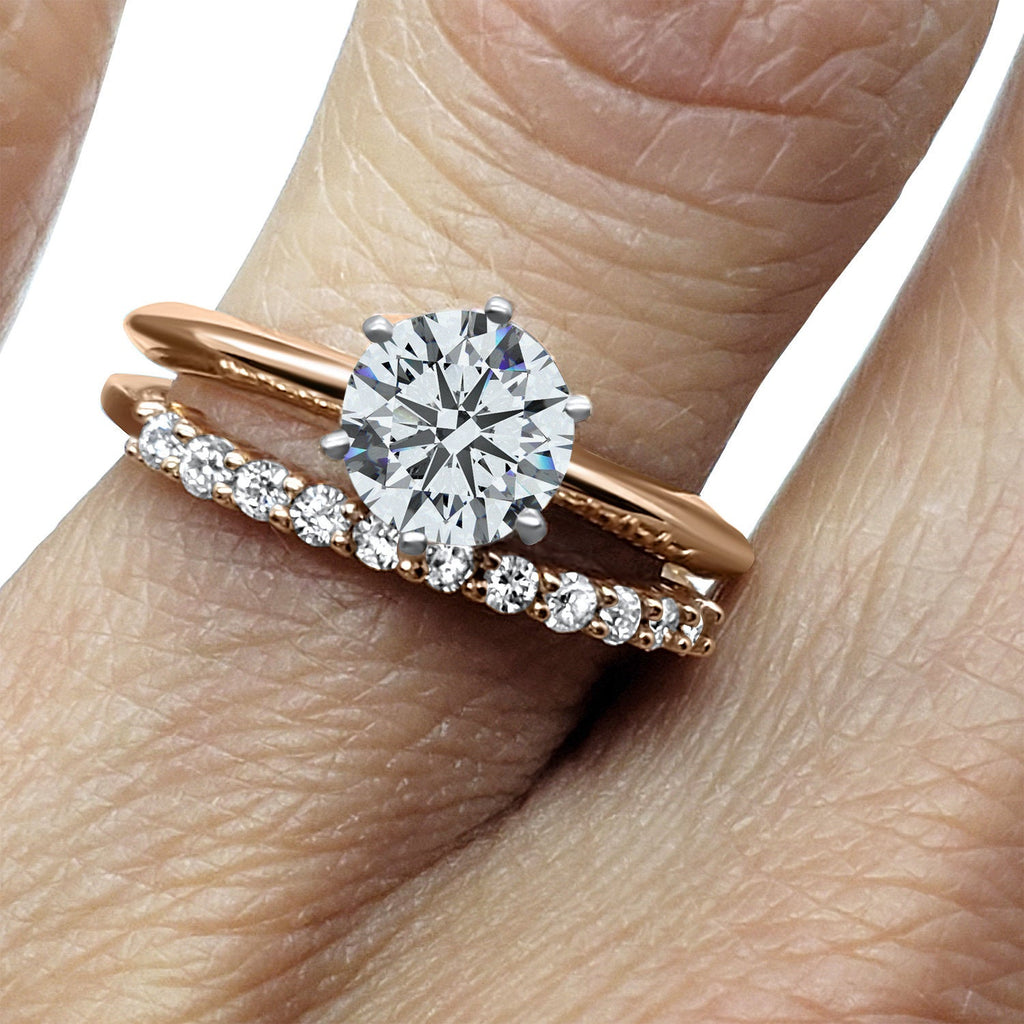 14K Rose Gold Dainty Moissanite Engagement Ring - 6 Prong Solitaire - Available in 1/4, 1/2, 3/4, and 1 Carat options 5mm (.50 Carat) / 4