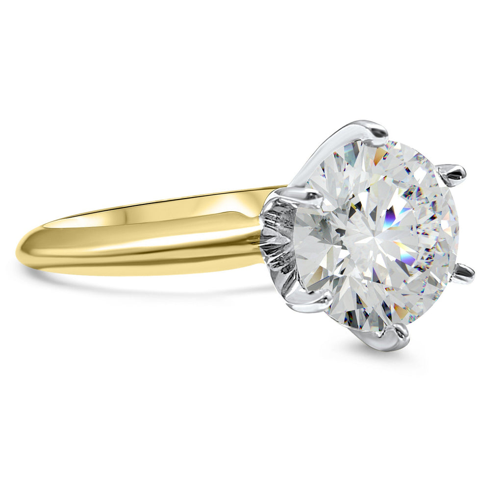 2 Carat Moissanite 14K Yellow Gold Solitaire Engagement Ring 6 Prong Forever One - 3 Carat 9mm Round Forever ONE-classic Bridal 3 Carat (9mm) / 5.75