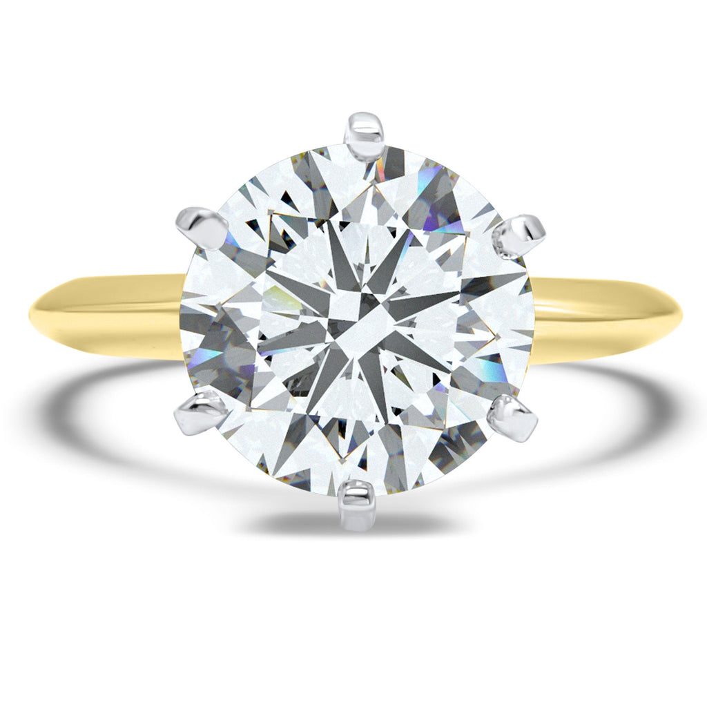 2 Carat Moissanite 14K Yellow Gold Solitaire Engagement Ring 6 Prong Forever One - 3 Carat 9mm Round Forever ONE-classic Bridal 3 Carat (9mm) / 5.75