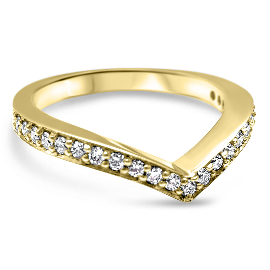 Diamond V Ring Enhancer 14k Yellow Gold 14k White Gold 14k Rose Gold Stackable Chevron Shadow Band