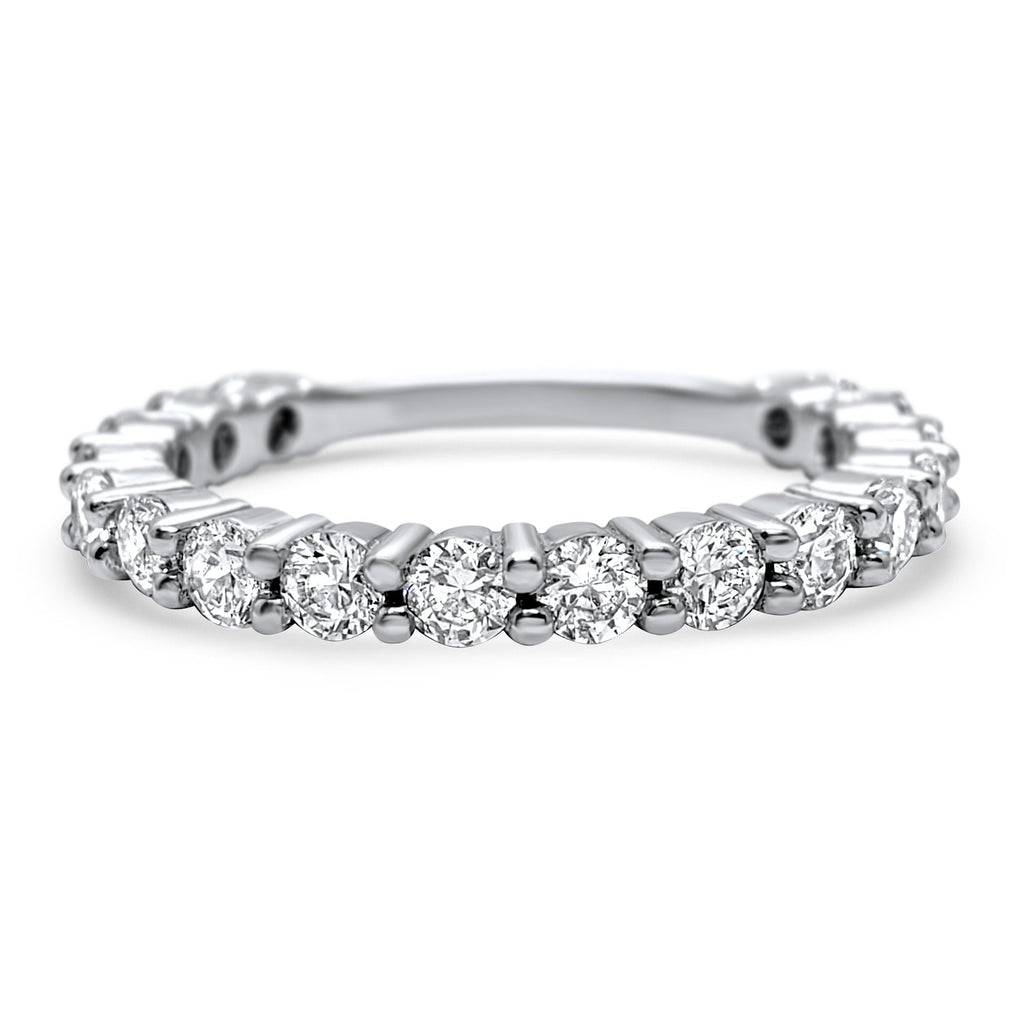 1.00 CTW DEW Round Forever One Moissanite Shared Prong Set Eternity Band in  14K White Gold