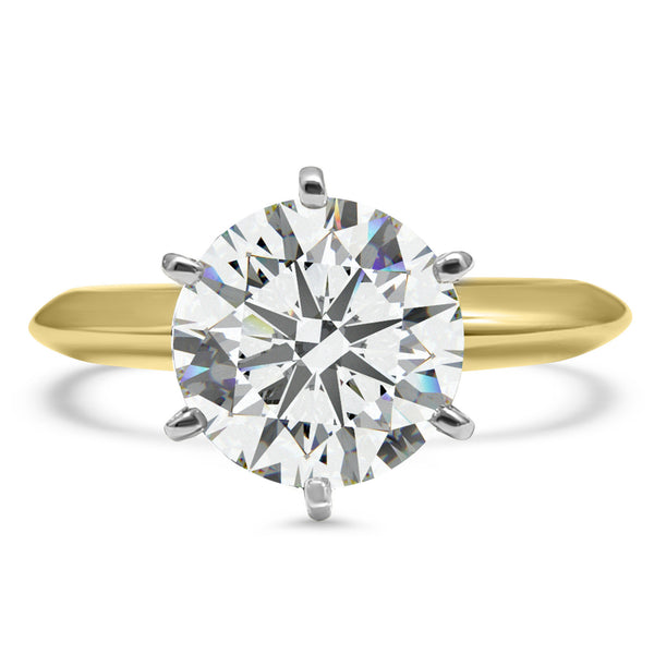 2 Carat Diamond Solitaire Engagement Ring | 14k Yellow Gold | 6-Prong Setting - Classic Bridal | 3 Carat 9mm Round