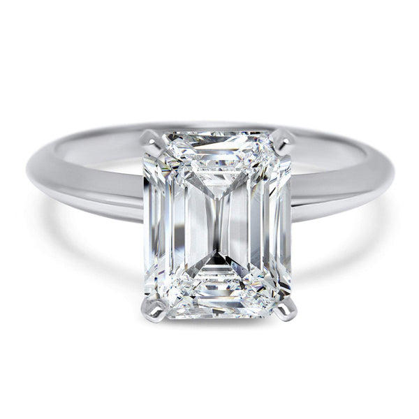 Emerald Cut Moissanite Engagement Ring 2 carat, 3 carat or,4 carat solitaire 14k White Gold
