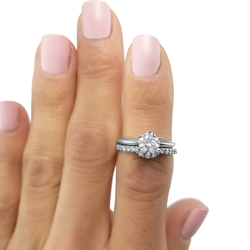 18 karat white gold wedding rings with matt and shiny finish - Itai Diamonds