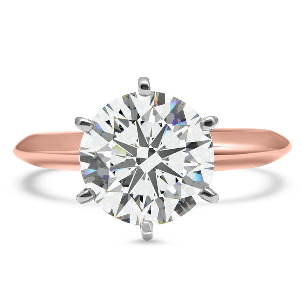 CZ Engagement Ring Cubic Zirconia 14K Solid Rose Gold Promise 1.25 Carat Round 6 Prong, Bridal, Round 14K Yellow Gold / 6.5