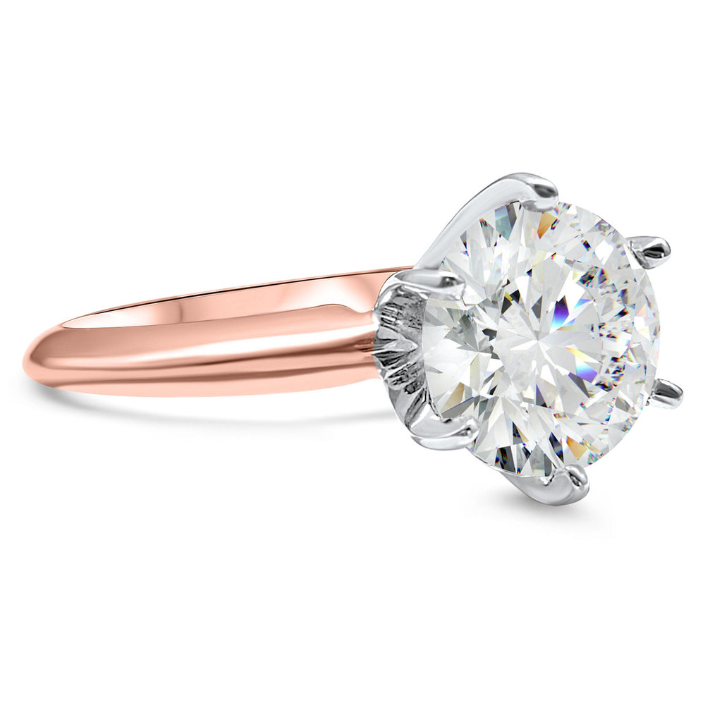 CZ Engagement Ring Cubic Zirconia 14K Solid Rose Gold Promise 1.25 Carat Round 6 Prong, Bridal, Round 14K Yellow Gold / 6.5