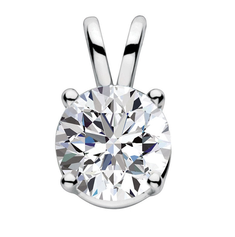 CZ Solitaire Pendant Round Cubic Zirconia round 14k White Gold 14k Rose Gold 14k Yellow Gold